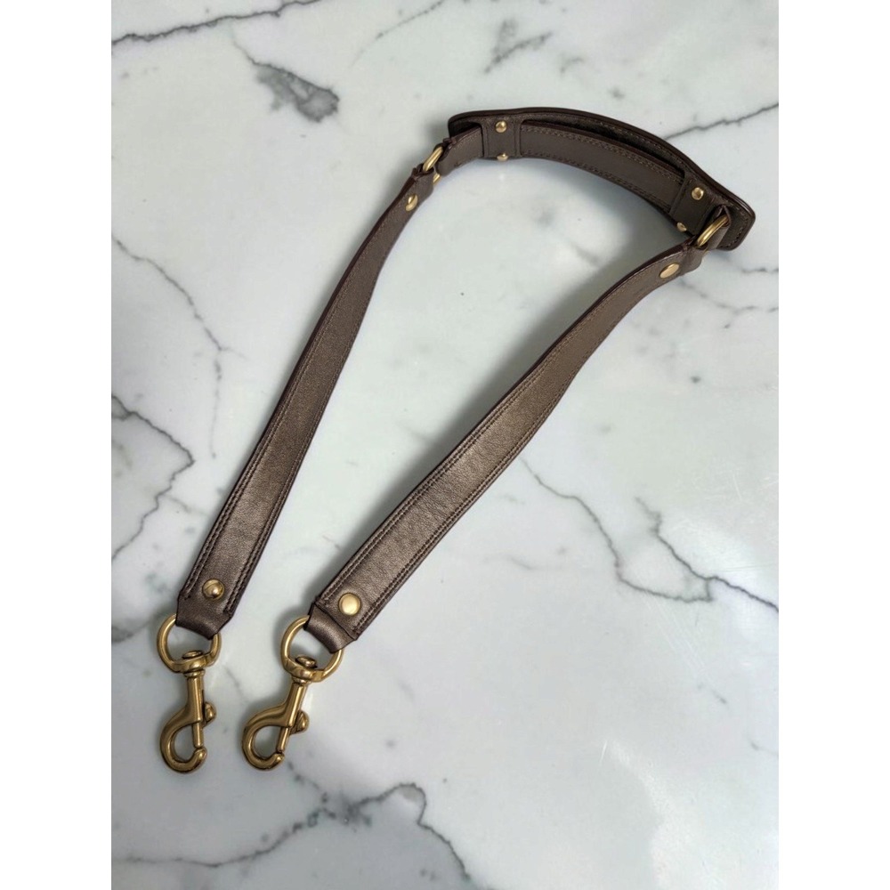 Coach Replacement Bag Strap Bronze Metallic Leather Brass Swivel Clasps 32 Inch